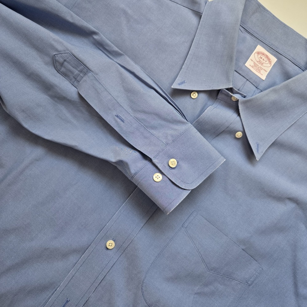 Brooks Brothers 346 Mens Solid Blue Long Sleeve Shirt‎ Button down 18 6/7 Pocket